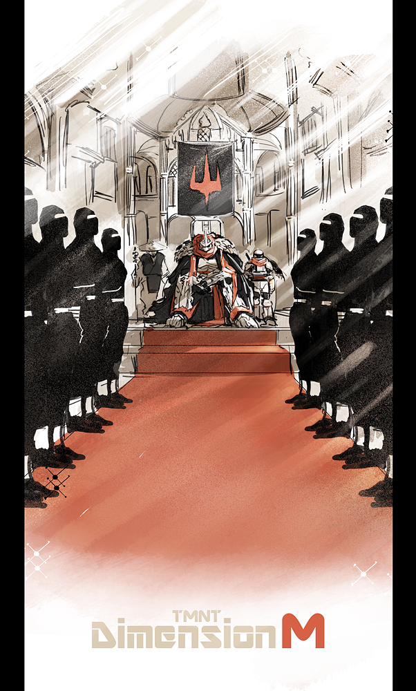 4koma, 6+boys, armor, black_cape, cape, claws, comic, cosplay, footninja, full_armor, helmet, leonardo, male_focus, miyako_nagi, multiple_boys, ninja, raphael, red_eyes, red_scarf, sai_(weapon), scarf, shredder, shredder_(cosplay), teenage_mutant_ninja_turtles, turtle, weapon