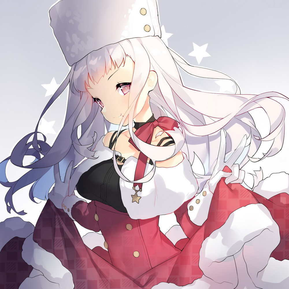 1girl, bangs, bare_shoulders, breasts, brown_eyes, cape, character_request, closed_mouth