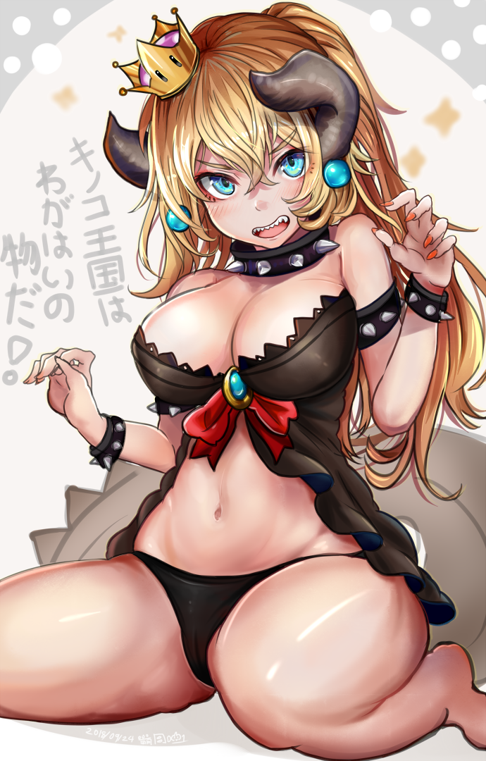 1girl, bare_legs, bare_shoulders, barefoot, black_babydoll, black_panties, blonde_hair, blue_eyes