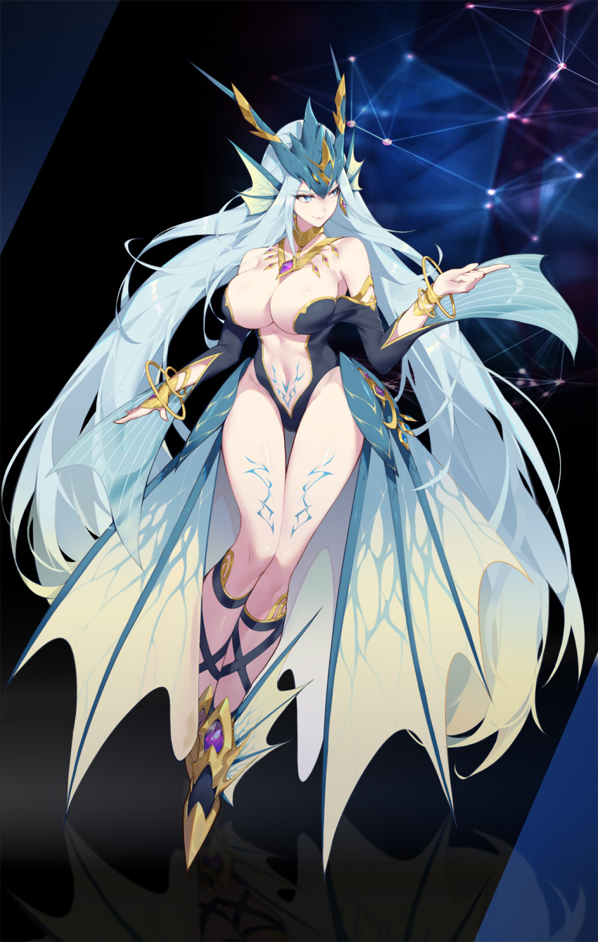 1girl, ankle_lace-up, ark_order, armored_boots, bangle, bare_shoulders, blue_eyes, boots