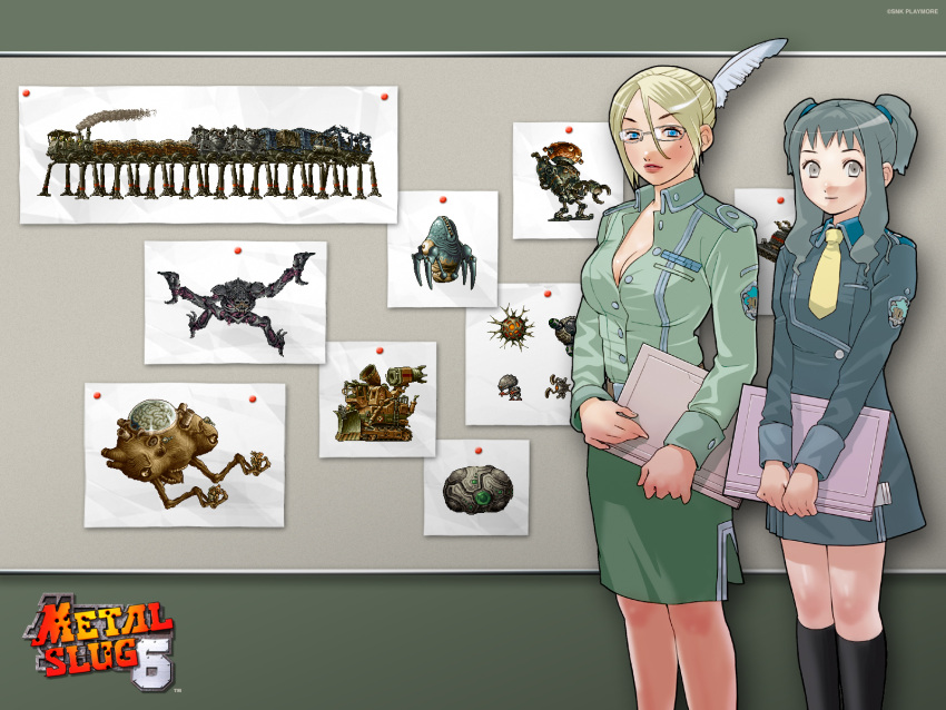 1600x1200, glasses, lilly, mary, metal_slug, military_uniform, necktie, wallpaper