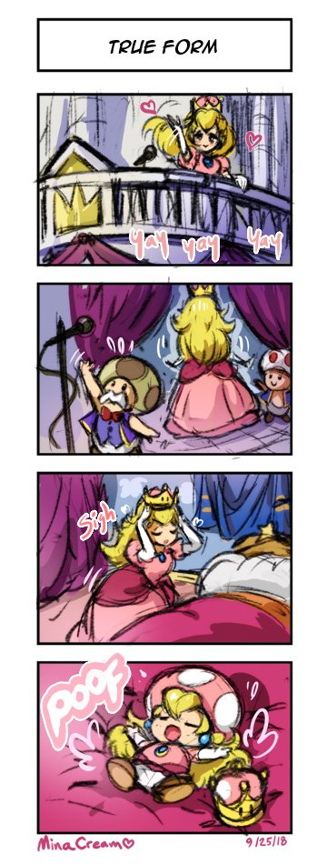 1girl, 2boys, 4koma, balcony, bed, comic, dated, dress