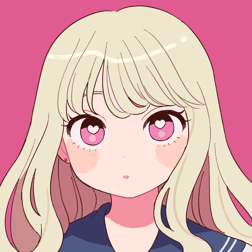 1girl, blonde_hair, blush, earrings, heart, heart-shaped_pupils, jewelry, long_hair