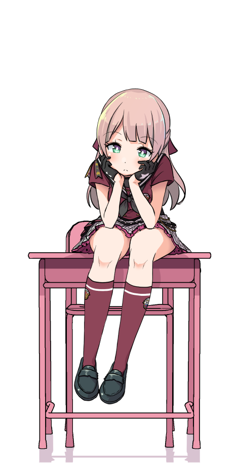 1girl, alternate_hairstyle, bang_dream!, bangs, black_footwear, black_gloves, black_neckwear, chair
