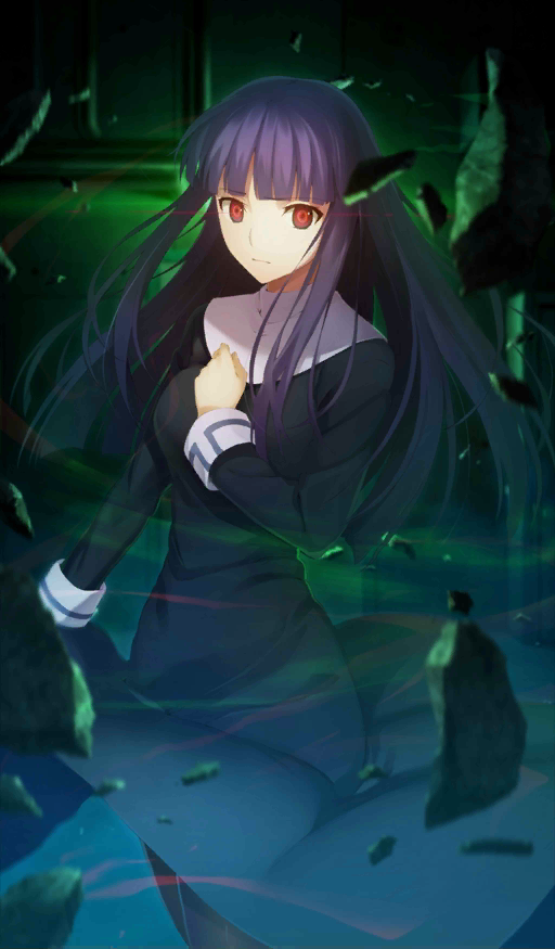 1girl, asagami_fujino, bangs, blunt_bangs, breasts, closed_mouth, commentary, dress