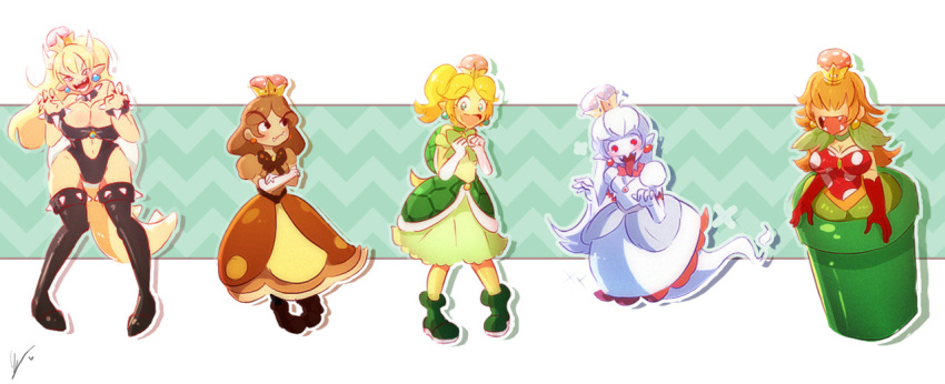 bowsette, dress, endifi, genderswap, genderswap_(mtf), goomba, koopa_troopa, super_mario_bros., new_super_mario_bros._u_deluxe, nintendo, piranha_plant, princess_king_boo, super_crown, super_mario_bros.
