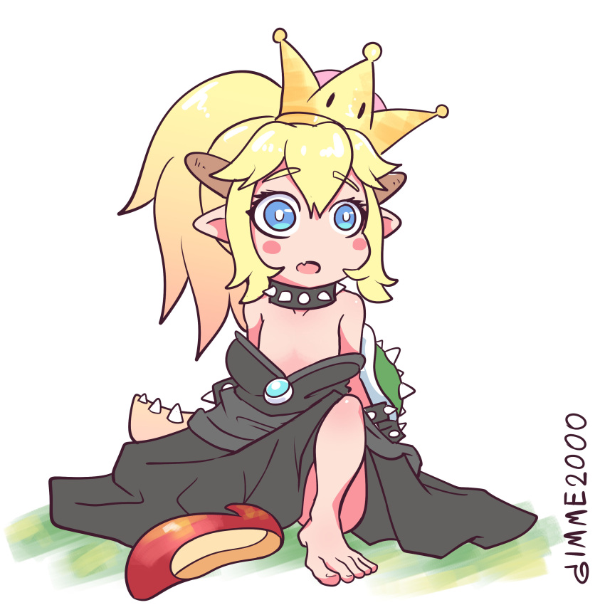 1girl, 1koma, absurdres, age_regression, bangs, black_dress, blonde_hair, blue_eyes