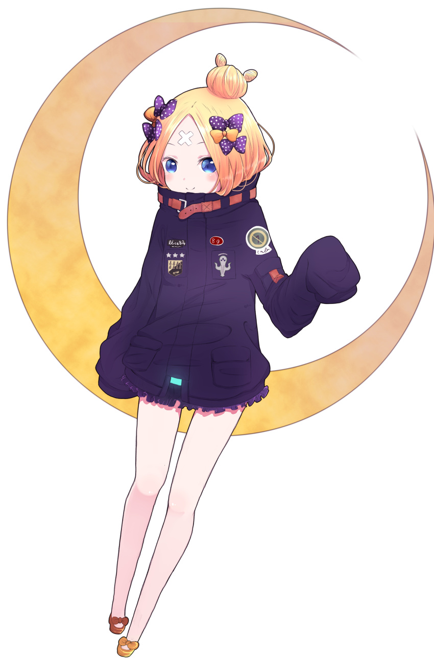 1girl, abigail_williams_(fate/grand_order), absurdres, bangs, black_jacket, blonde_hair, blue_eyes, blush