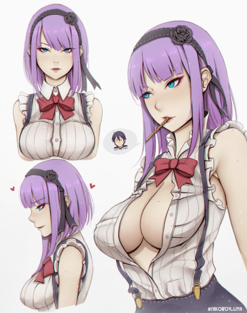 1boy, 1girl, absurdres, ahoge, armpits, bangs, bare_arms, biting