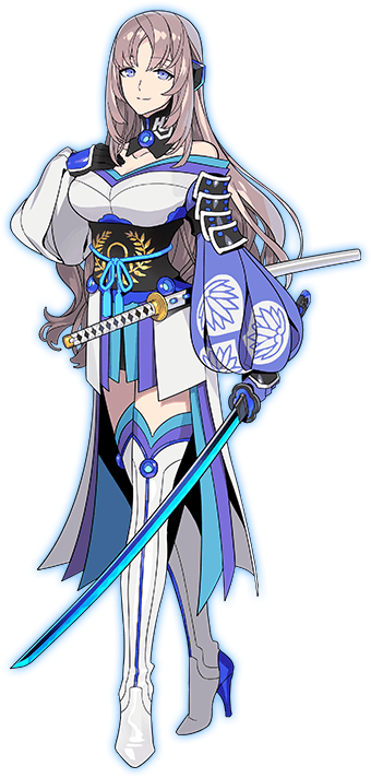 1girl, armor, blue_eyes, boots, detached_collar, full_body, holding, holding_weapon