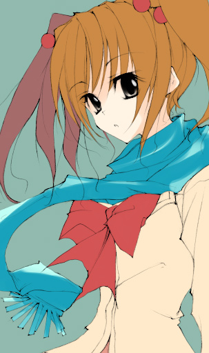aoi_nagisa, brown_hair, long_hair, oekaki, scarf, strawberry_panic, twintails, yudesoba