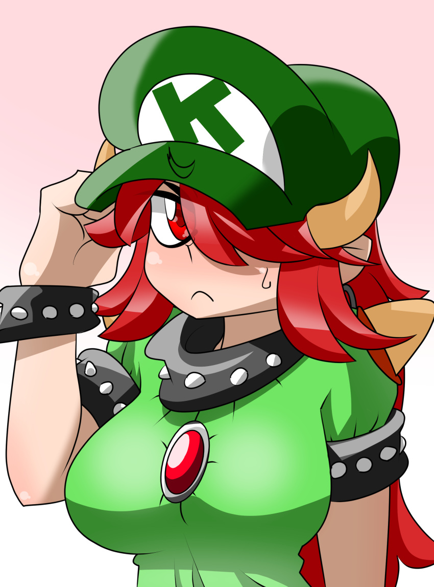 1girl, absurdres, bracelet, breasts, collar, eyes_visible_through_hair, gen, gradient