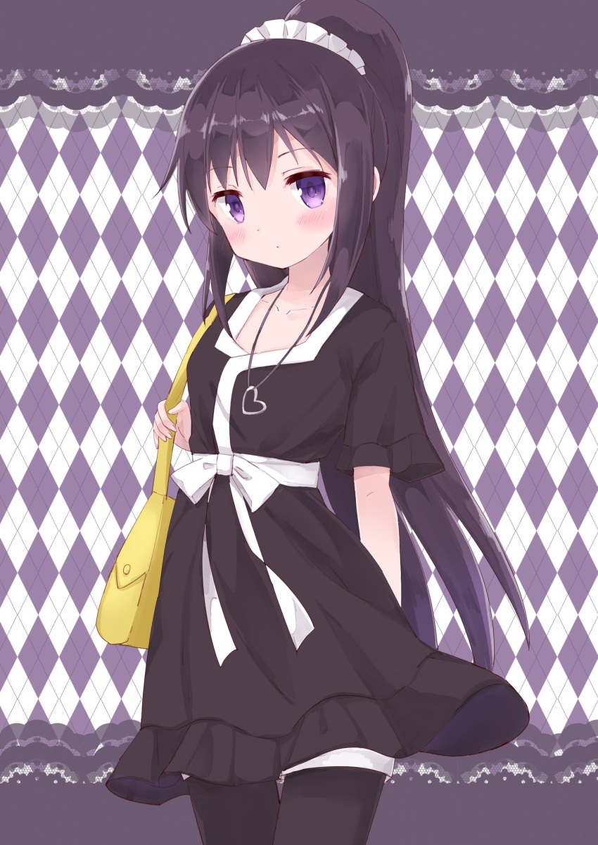 1girl, akemi_homura, bakemonogatari, black_dress, black_hair, black_legwear, company_connection, cosplay