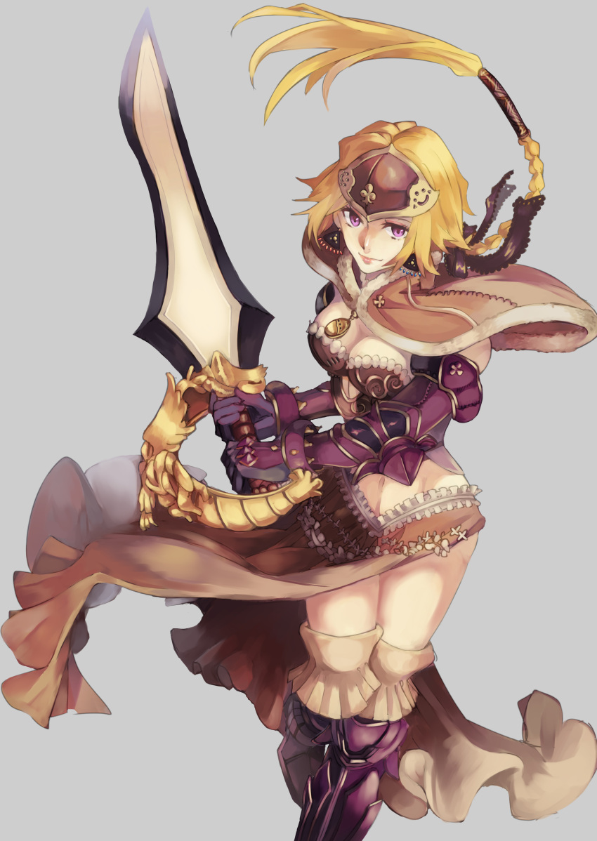 1girl, absurdres, bahl_(terra_battle), bangle, blonde_hair, bracelet, breasts, cleavage