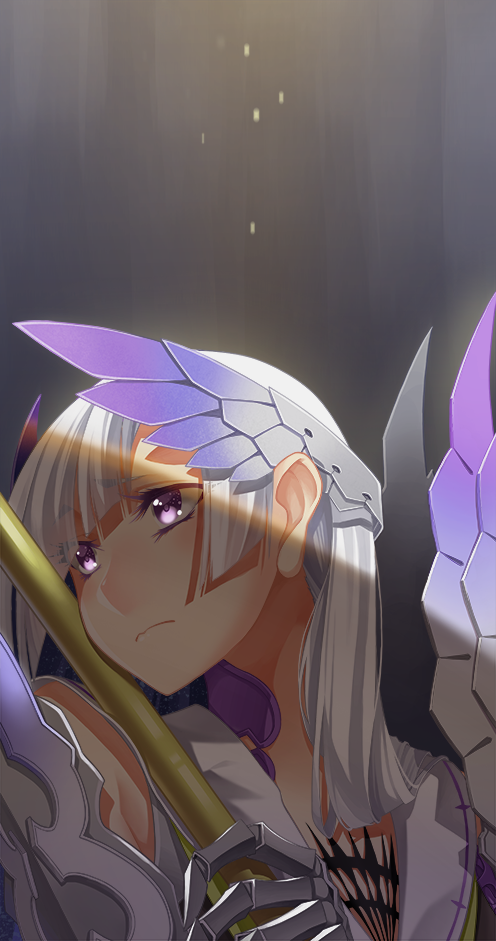 1girl, armor, brynhildr_(fate), brynhildr_romantia, closed_mouth, commentary, cross_akiha, expressionless