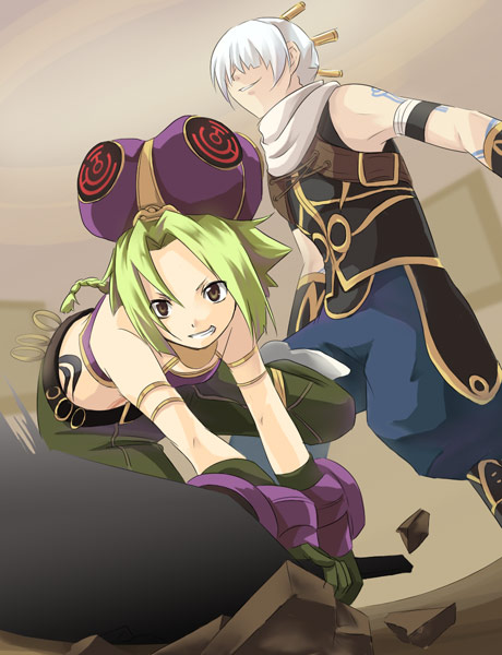 .hack//, .hack//g.u., asta, green_hair, hack, iyoten, smirk, sword