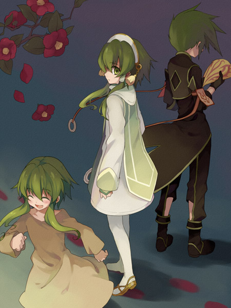 florian, green_hair, hair_tubes, ion, koto_(colorcube), male, multiple_boys, pantyhose