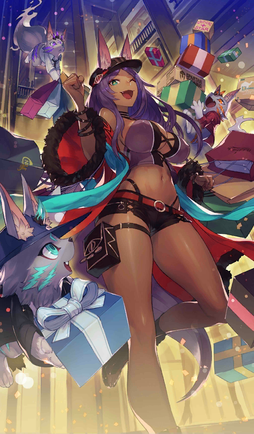1girl, ainezu, alternate_costume, animal, animal_ears, aqua_eyes, bag, black_panties