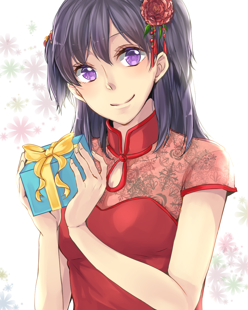 1girl, akatsuki_kouya, bangs, black_hair, closed_mouth, commentary_request, d.gray-man, dress