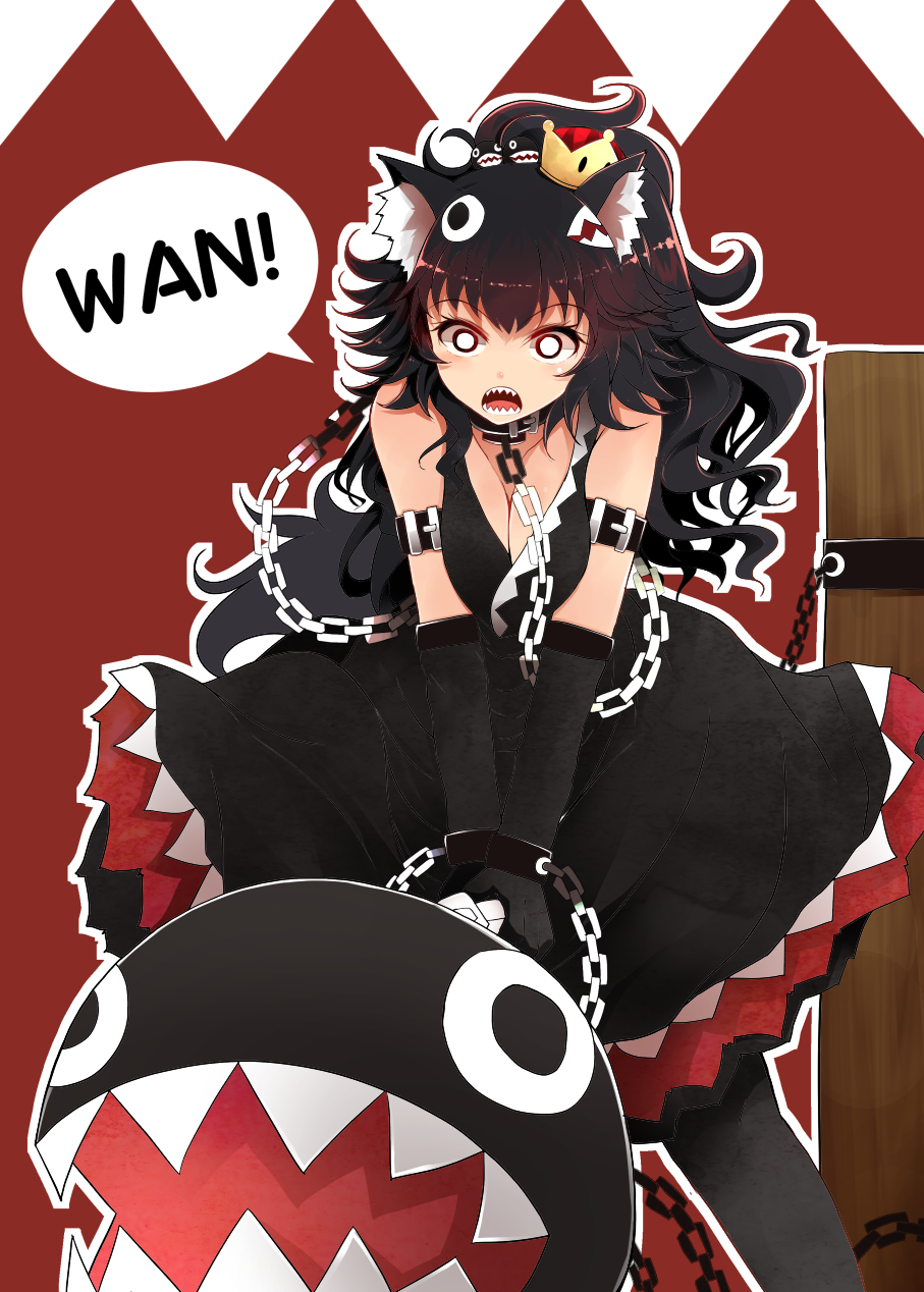 1girl, animal_ear_fluff, animal_ears, arano_oki, bangs, bare_shoulders, black_dress, black_gloves