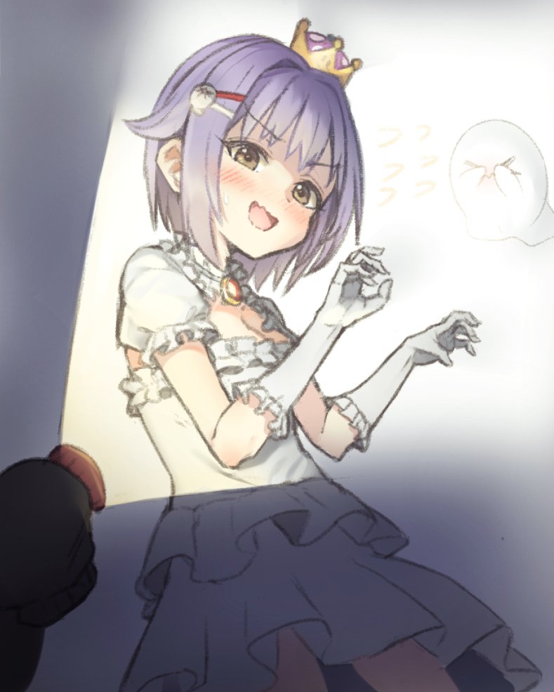 2girls, applepie_(12711019), blush, boo, brooch, brown_eyes, collar, commentary_request
