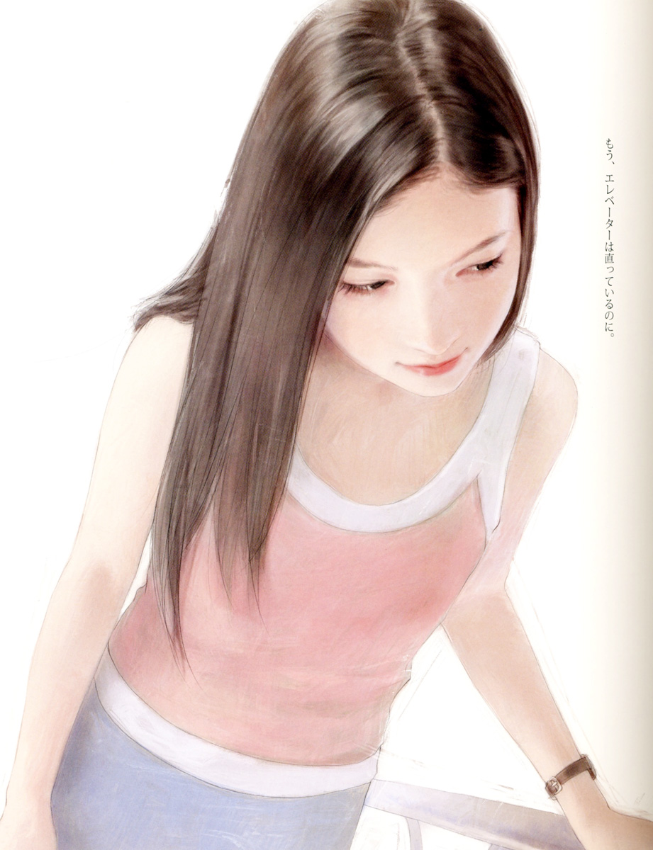 brown_hair, chen_shu_fen, flat_chest, highres, leaning, leaning_forward, lips, lipstick