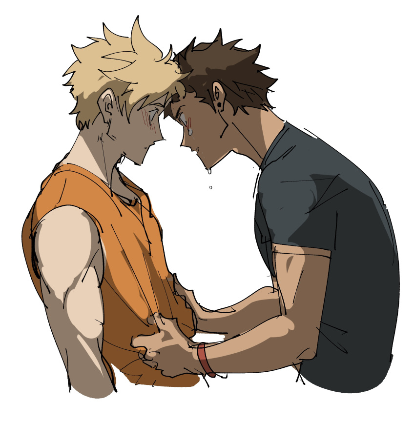 absurdres, blush, brown_hair, creatures_(company), crying, crying_with_eyes_open, dark_skin, dark_skinned_male