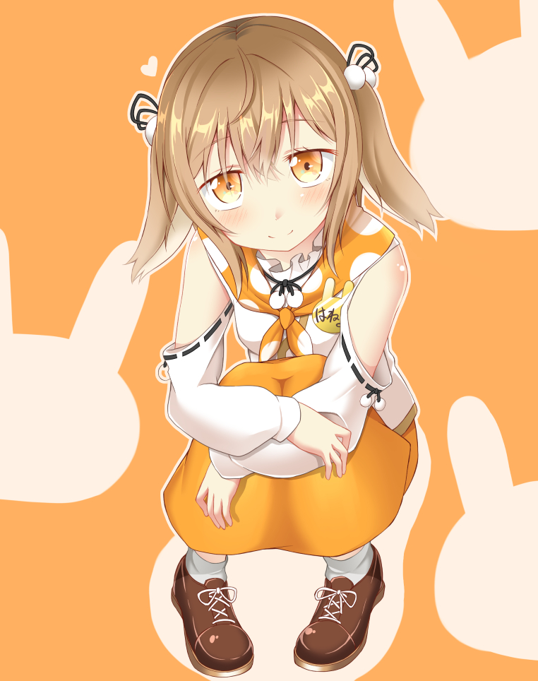 1girl, animal_ears, bangs, black_ribbon, blush, brown_eyes, brown_footwear, brown_hair