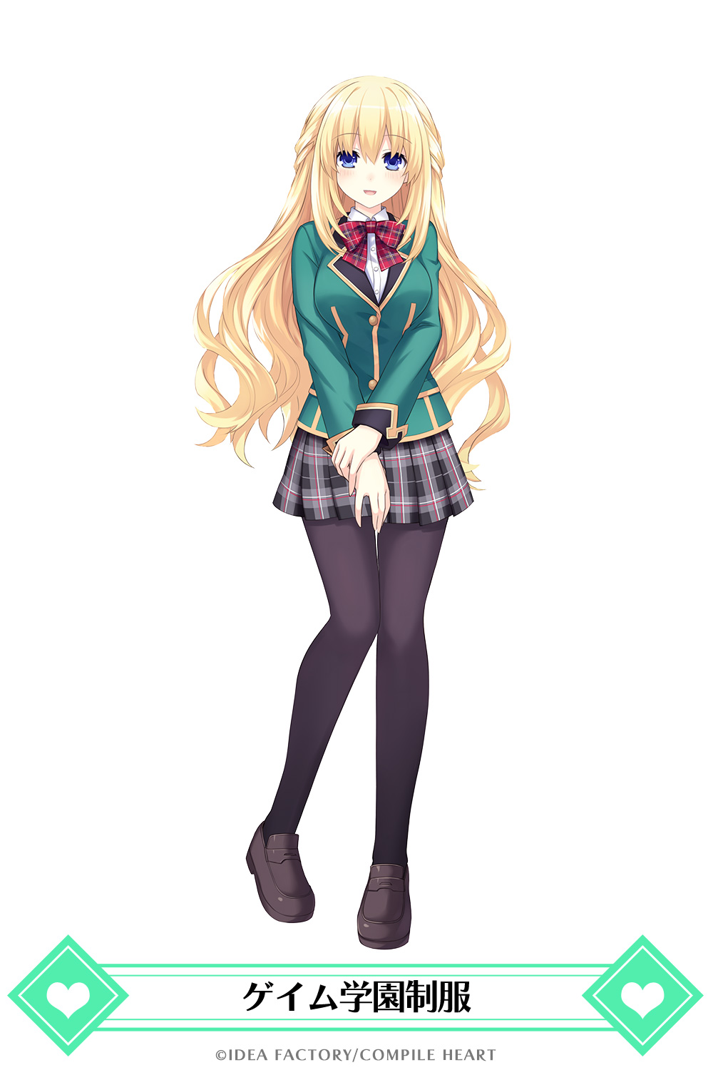 1girl, :d, black_legwear, blazer, blonde_hair, blue_eyes, blush, breasts
