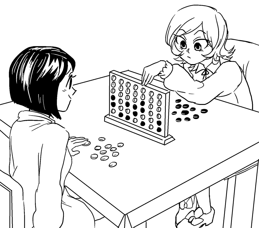 2girls, flipped_hair, fuugetsu_hui_guo_rou, hunter_x_hunter, kachou_hui_guo_rou, lineart, monochrome, multiple_girls