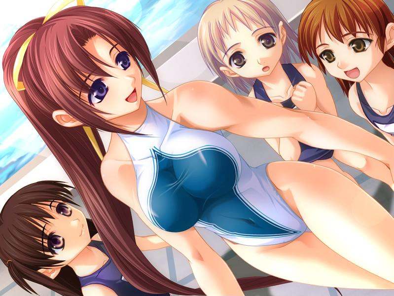 aneimo, breast_admiration, breasts, brown_hair, child, dutch_angle, everyone, game_cg
