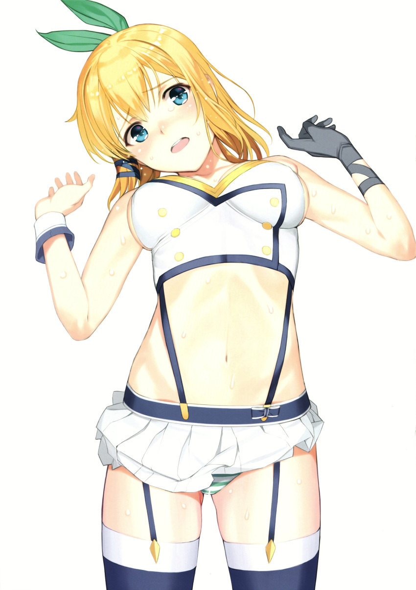 1girl, absurdres, alzano_school_uniform, bangs, bare_shoulders, blonde_hair, blue_eyes, blush