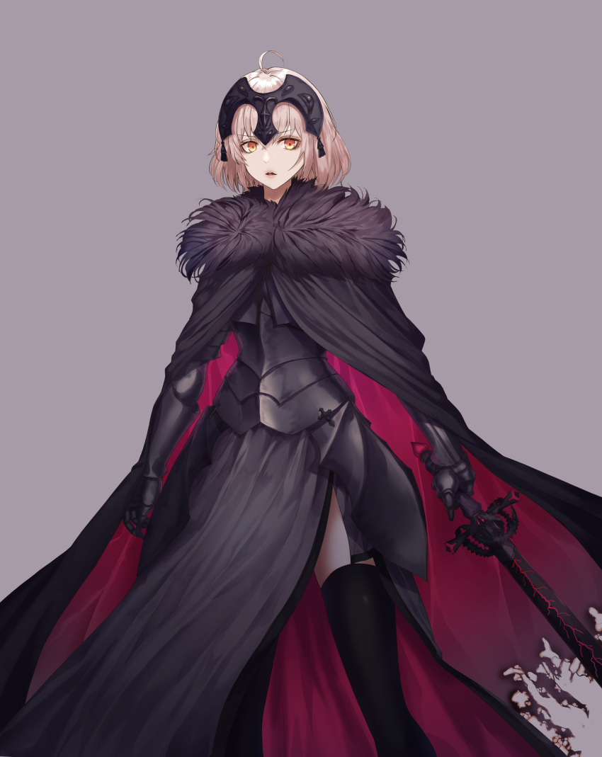 1girl, absurdres, ahoge, armor, armored_dress, bangs, black_dress, breasts