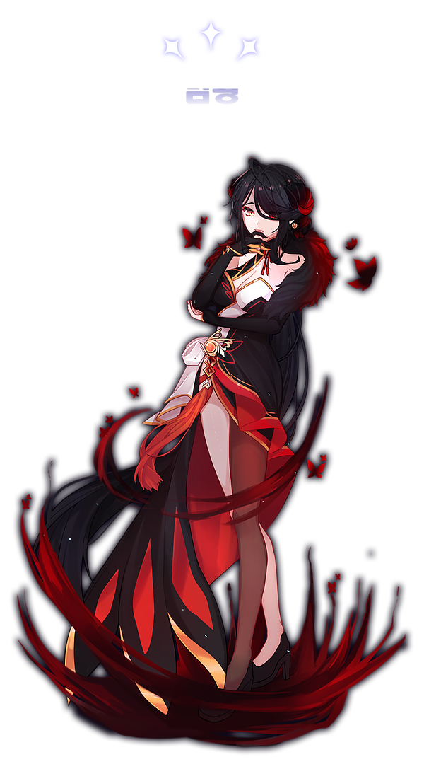1girl, ara_han, artist_request, aura, bare_shoulders, bug, butterfly, dark_aura
