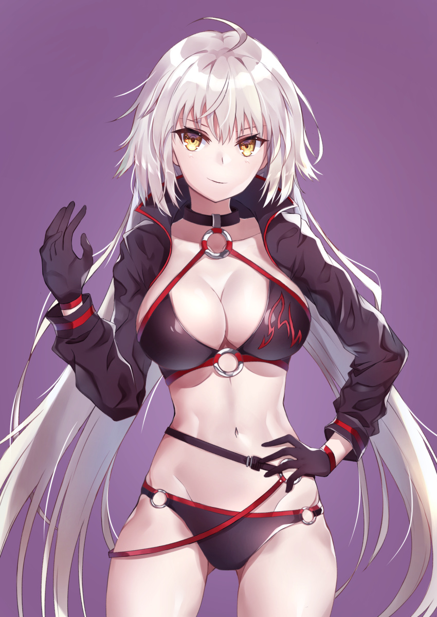 1girl, absurdres, ahoge, atora, bangs, belt, bikini, black_bikini