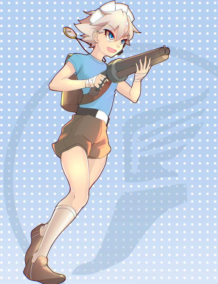 1girl, absurdres, backpack, bag, bandage, bandaged_hands, bandages, belt
