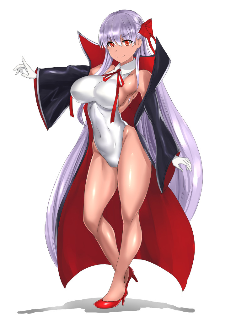 1girl, bb_(fate)_(all), bb_(swimsuit_mooncancer)_(fate), black_coat, breasts, contrapposto, fate/grand_order, fate_(series)