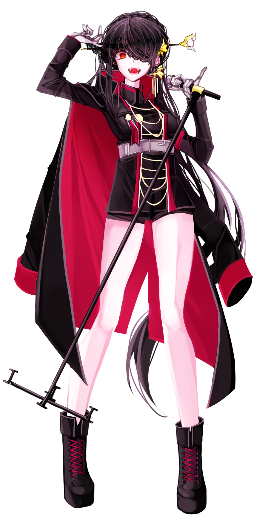 1girl, annlin, ara_han, cloak, devi_(elsword), elsword, eyepatch, eyepatch_lift