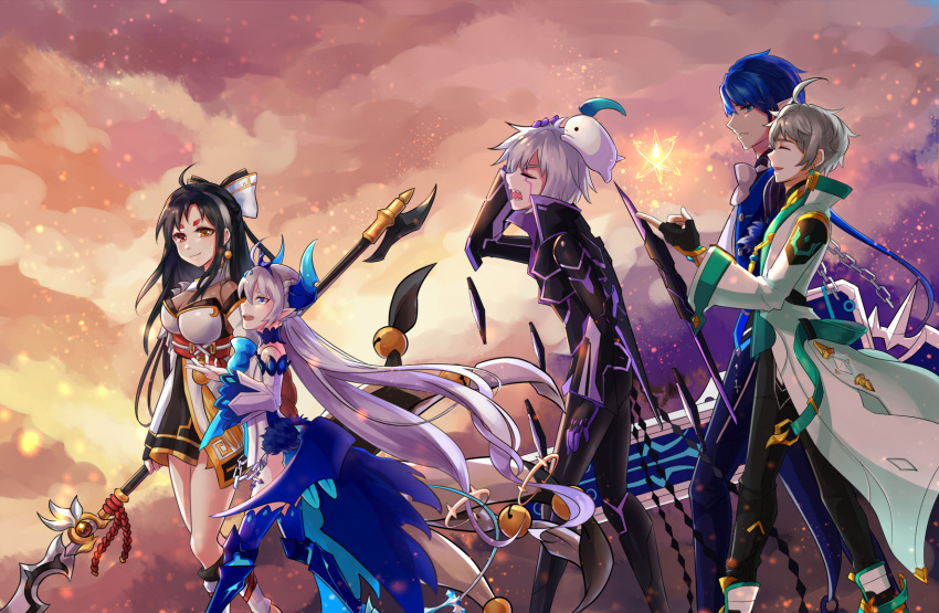 2girls, 3boys, add_(elsword), ainchase_ishmael, ara_han, asiya_(joey26504), asura_(elsword), bell