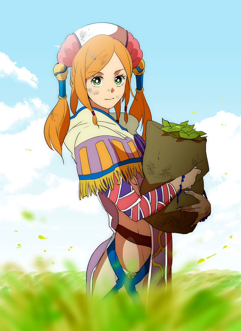 1girl, aisha_(saga), breasts, chimaki_(impressiveanarchy), closed_mouth, commentary_request, green_eyes, groin