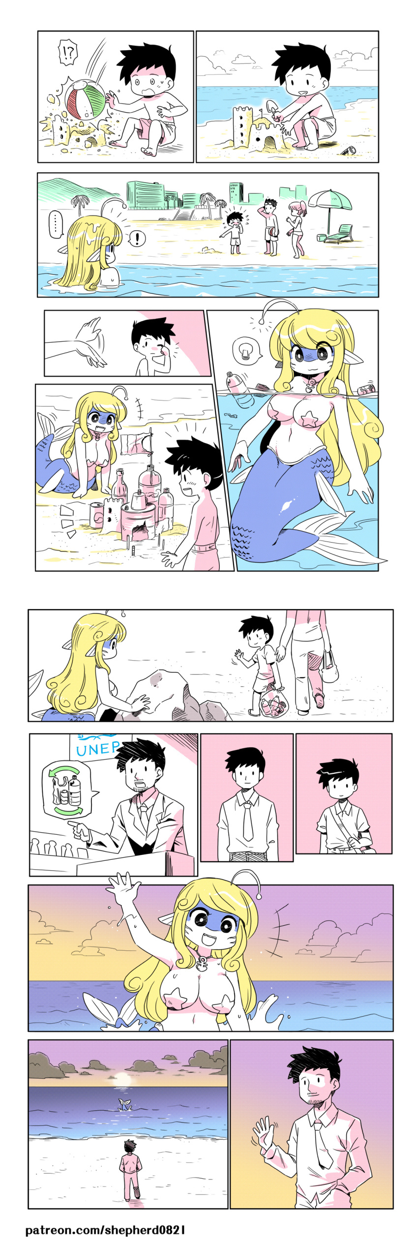 !, ..., 2boys, 2girls, :3, absurdres, age_comparison, artist_name
