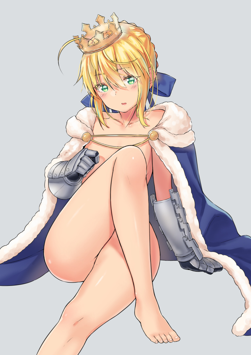 1girl, absurdres, agnamore, ahoge, artoria_pendragon_(all), bangs, barefoot, blonde_hair