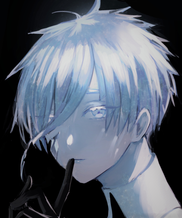 1other, androgynous, antarcticite, black_background, broken, colored_eyelashes, crack, face