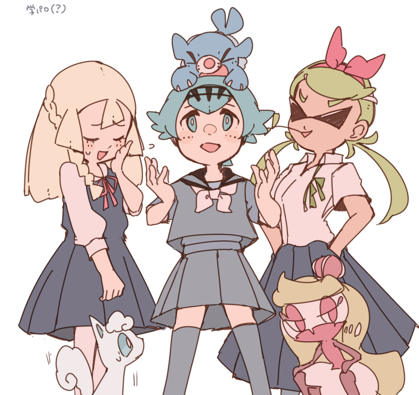 3girls, alolan_vulpix, creatures_(company), game_freak, gen_7_pokemon, lillie_(pokemon), mallow_(pokemon), multiple_girls