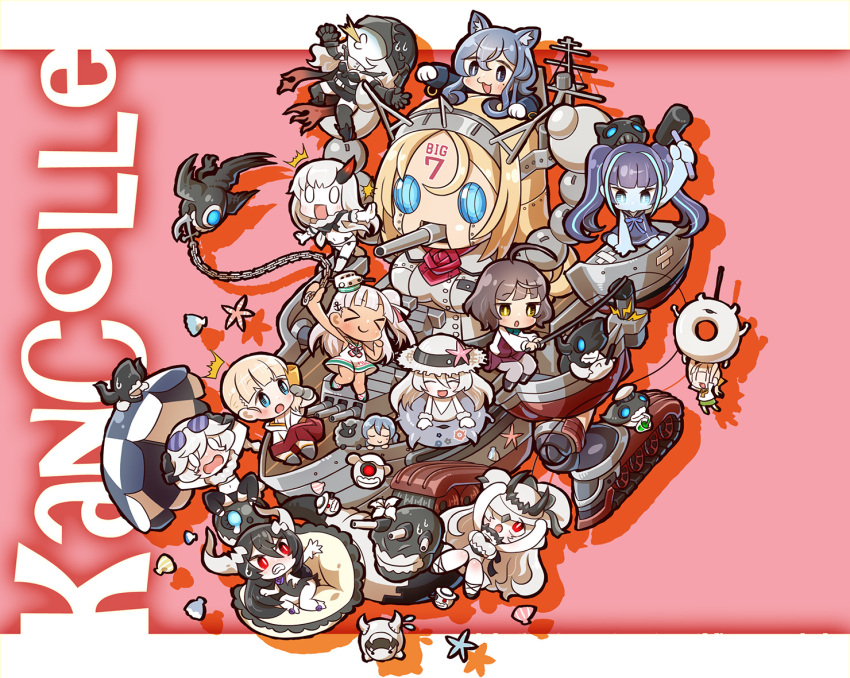 >_<, 6+girls, :3, :d, ^_^, ^o^, abyssal_patrolling_attack_hawk, ahoge