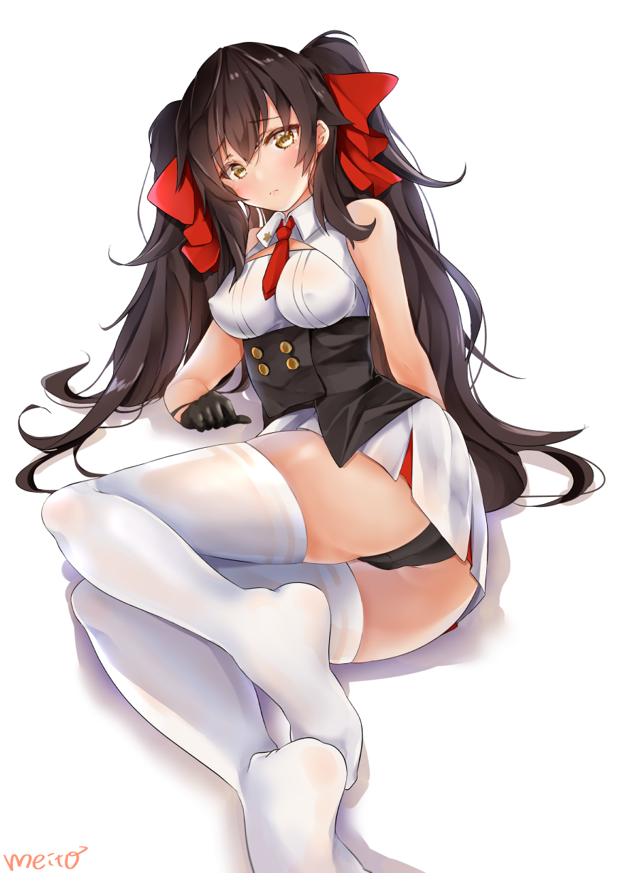 1girl, ass, bangs, bare_shoulders, black_hair, blush, breasts, brown_eyes