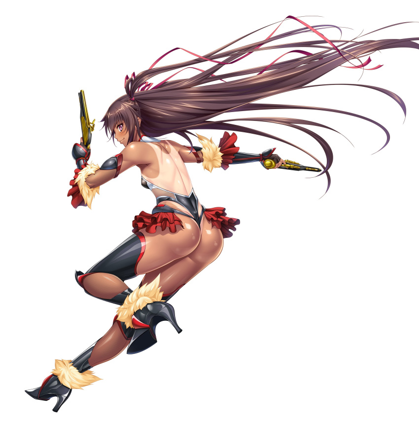 1girl, absurdres, aoi_nagisa_(metalder), ass, bangs, bare_shoulders, boots, breasts