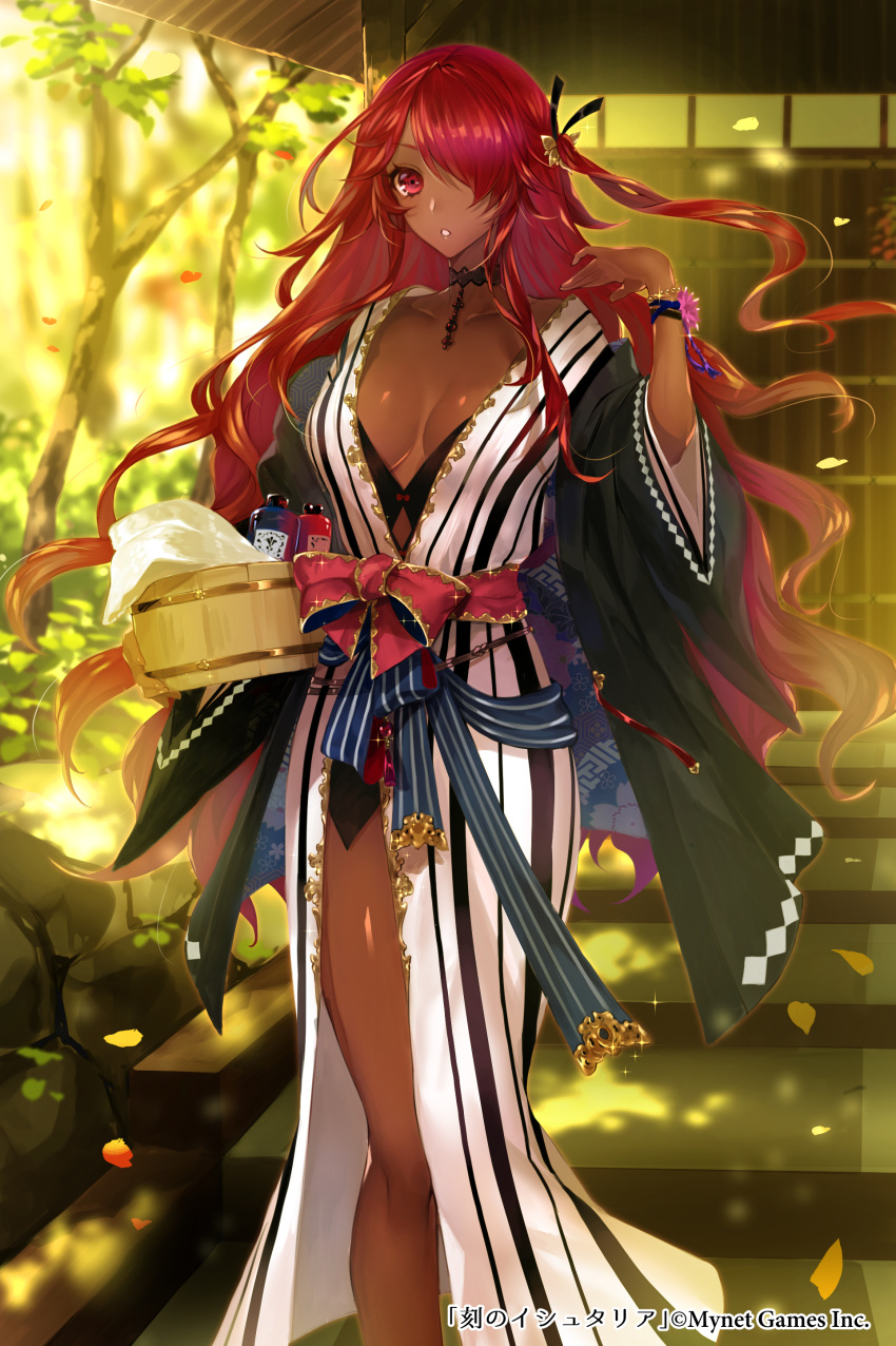 1girl, absurdres, age_of_ishtaria, apt, bangs, bracelet, breasts, bucket