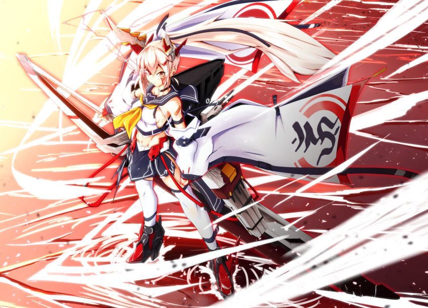 1girl, adapted_costume, afloat, alternate_costume, ayanami_(azur_lane), azur_lane, bandaid, breasts