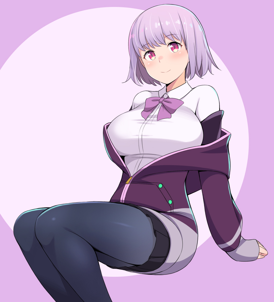1girl, bangs, black_legwear, black_skirt, blush, breasts, collared_shirt, dress_shirt